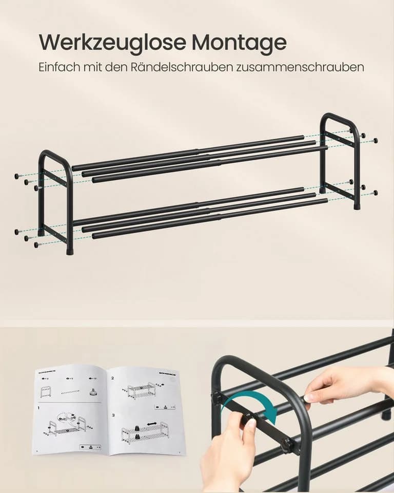 SONGMICS Schuhregal Metall Schwarz Ausziehbar - Bild 5