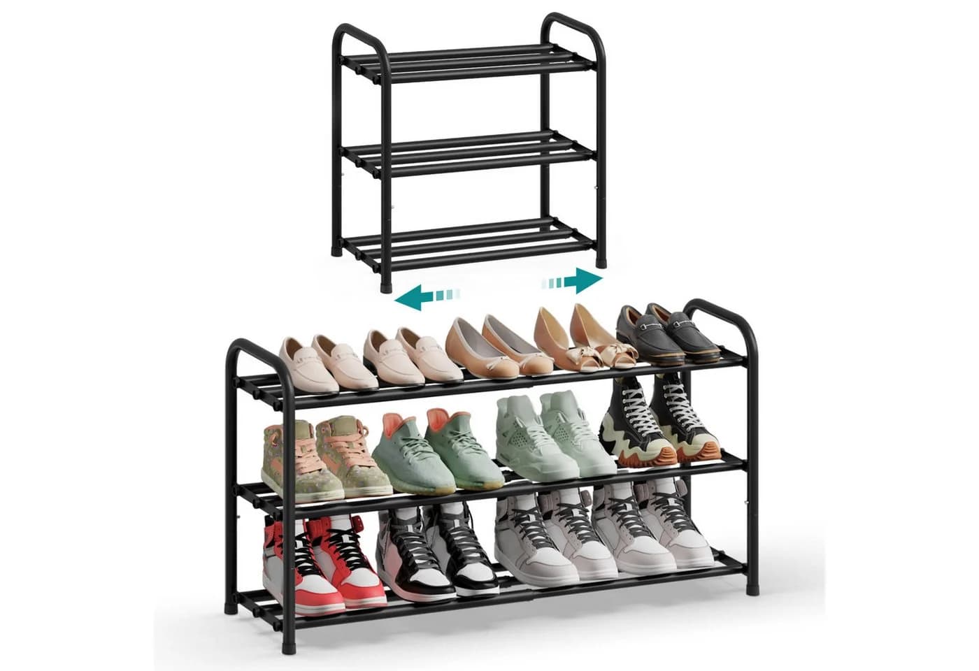 SONGMICS Schuhregal Metall Schwarz Ausziehbar - Bild 2