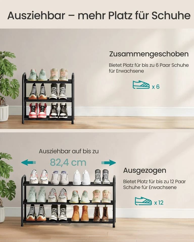 SONGMICS Schuhregal Metall Schwarz Ausziehbar - Bild 3
