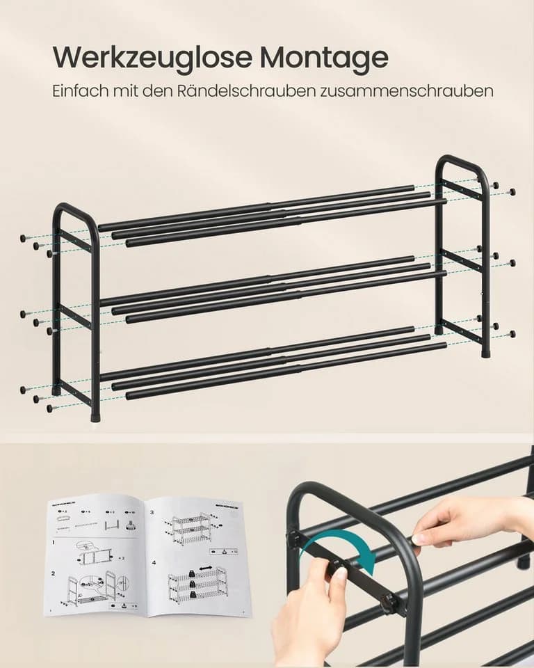 SONGMICS Schuhregal Metall Schwarz Ausziehbar - Bild 5