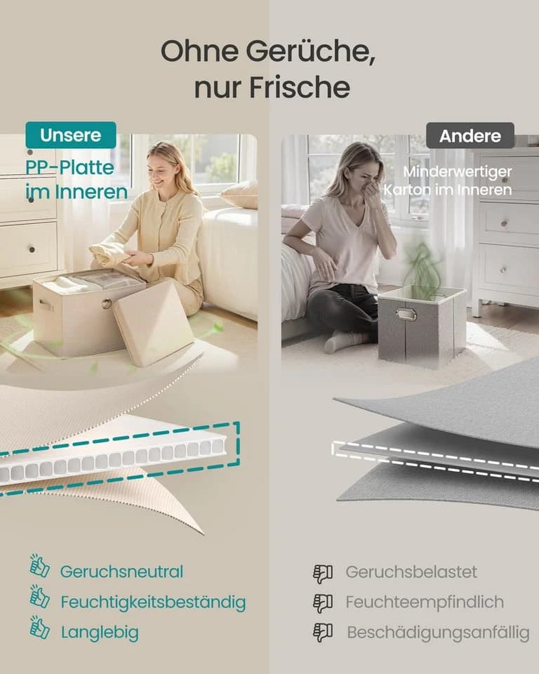SONGMICS Aufbewahrungsbox 3er Set mit Deckel und Griffen Sand - Bild 5