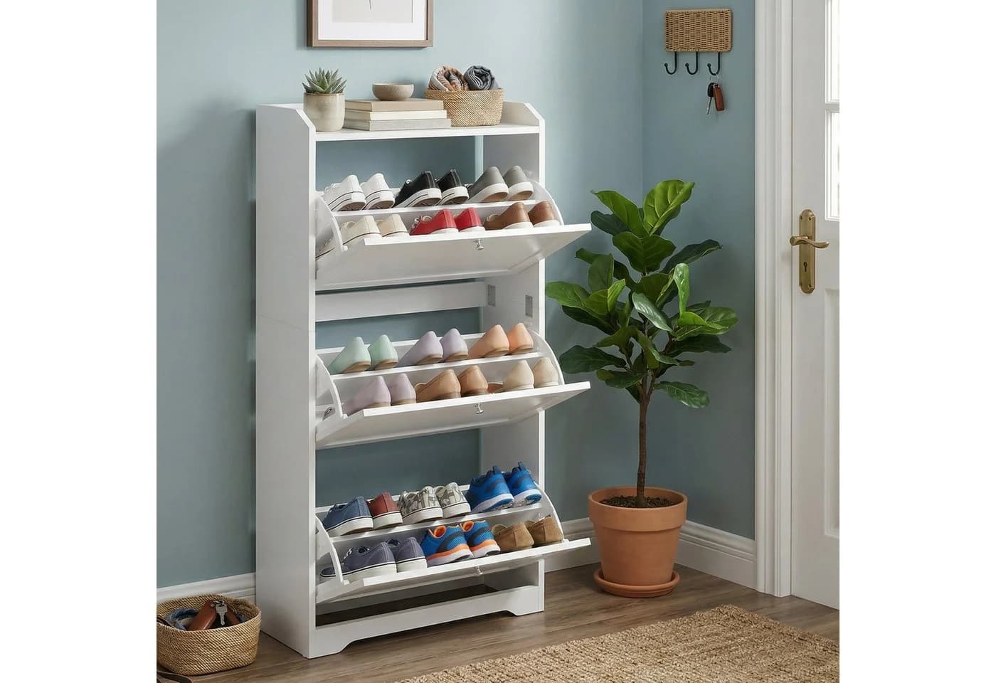 VASAGLE Schuhschrank Weiß mit Kippschutz - Bild 3