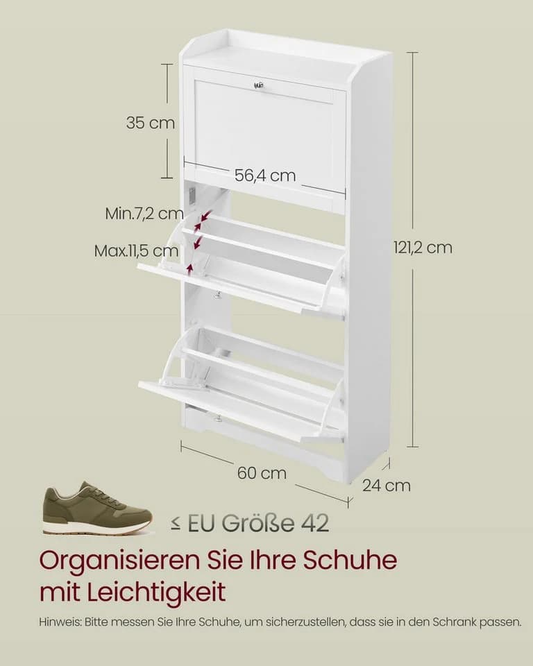 VASAGLE Schuhschrank Weiß mit Kippschutz - Bild 5