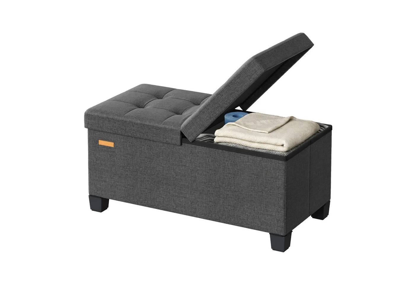 SONGMICS Sitzhocker Sitzbank mit Stauraum Grau Leinenoptik - Bild 3