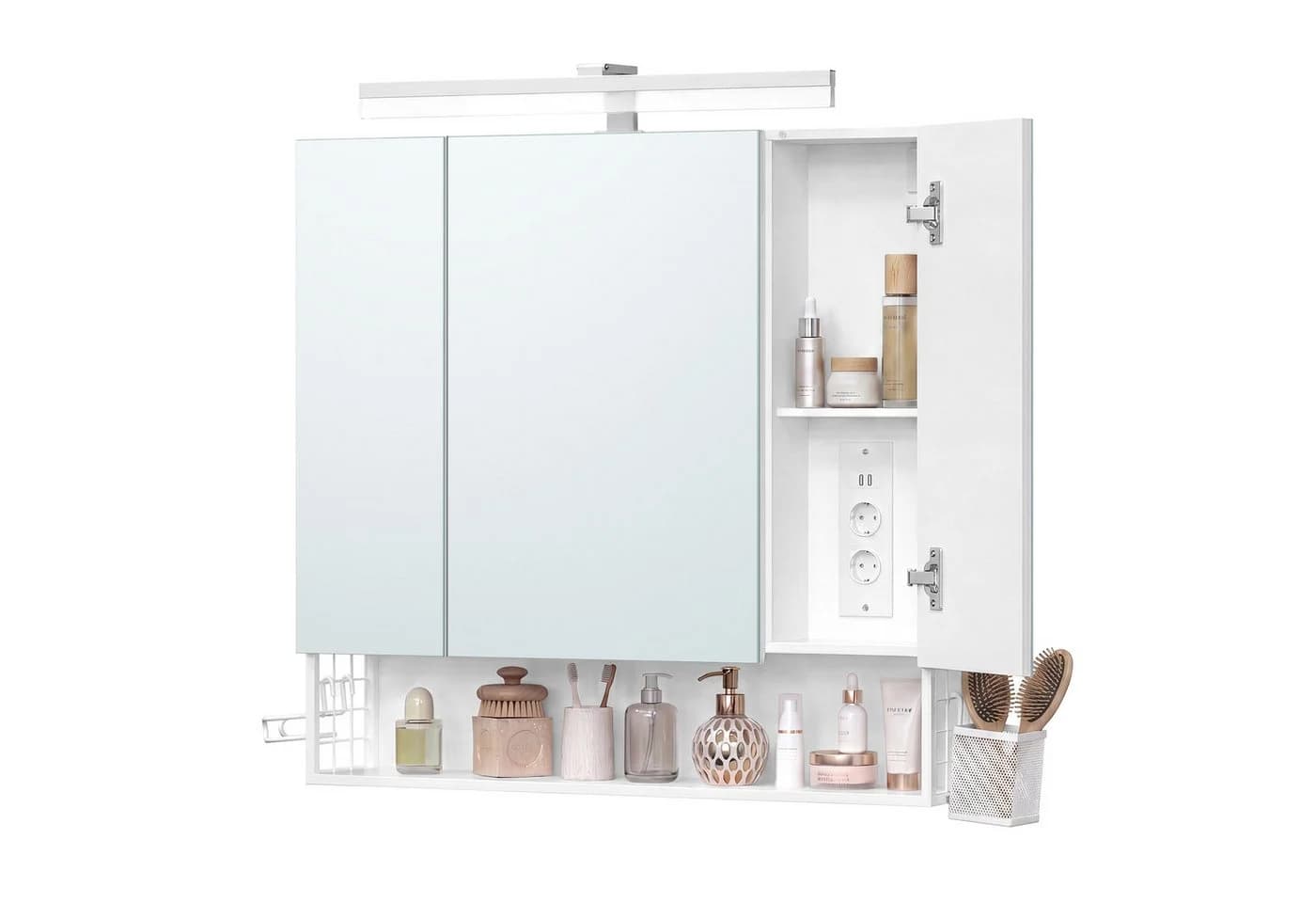 VASAGLE Spiegelschrank mit LED, Steckdosen und drehbarer Funktion - Bild 2