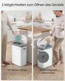 SONGMICS Sensor-Mülleimer 50L Edelstahl Softclose Deckel Bild 3