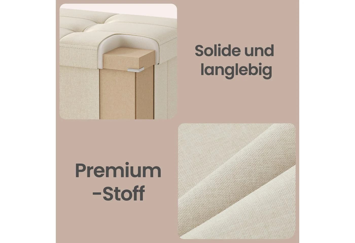 SONGMICS Sitzhocker Sitzbank mit Stauraum Hellbeige - Bild 5