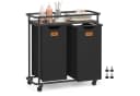 VASAGLE Wäschesortierer mit Rollen 2 Fächer 100L Schwarz-Braun Bild 2