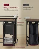 VASAGLE Wäschesortierer mit Rollen 2 Fächer 100L Schwarz-Braun Bild 4