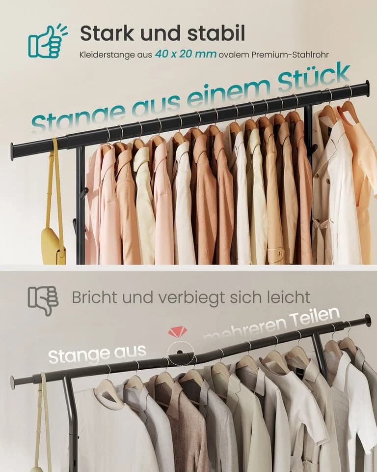 SONGMICS Kleiderständer Mattschwarz Schwerlast mit Rollen - Bild 3