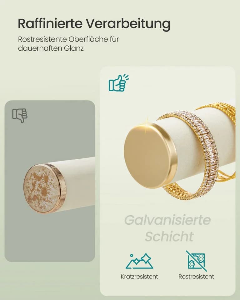 SONGMICS Schmuckständer mit Samt-Tablett und abnehmbarem Ringhalter Weiß-Gold - Bild 3