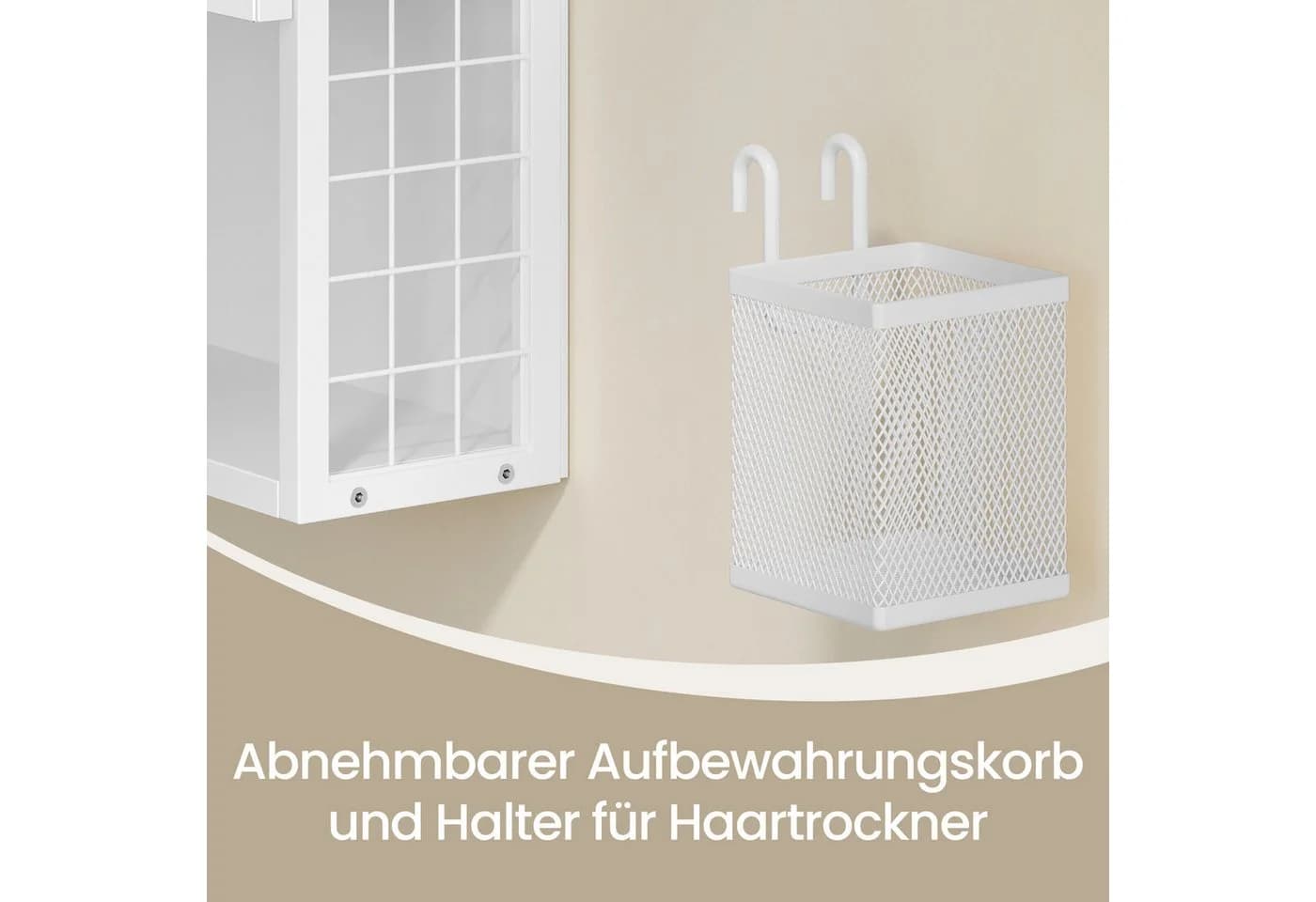 VASAGLE Spiegelschrank mit LED-Beleuchtung, 2 Türen, Weiß - Bild 4