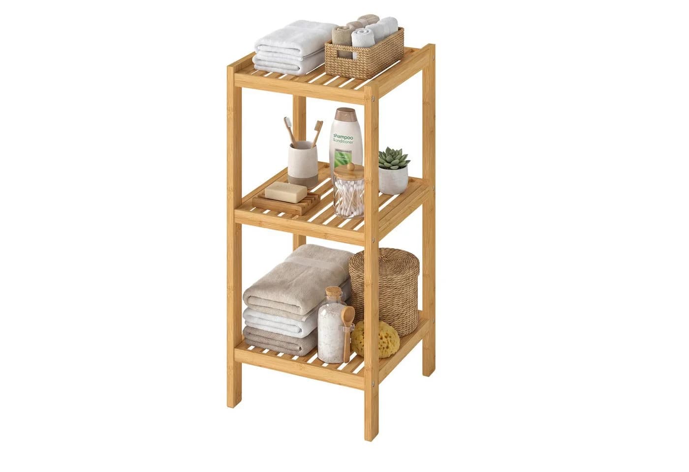 SONGMICS Bambusregal 3 Ebenen Beige Standregal - Bild 2