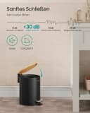 SONGMICS Kosmetikeimer Softclose-Deckel Bambus Stahl Bild 3