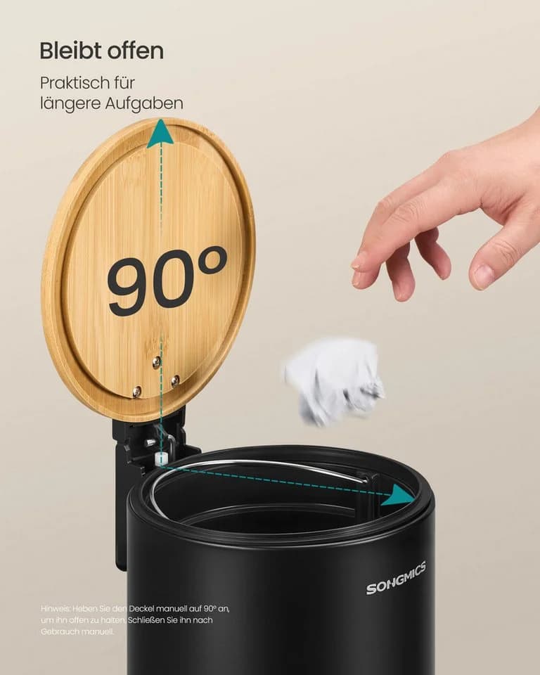 SONGMICS Kosmetikeimer Softclose-Deckel Bambus Stahl - Bild 4