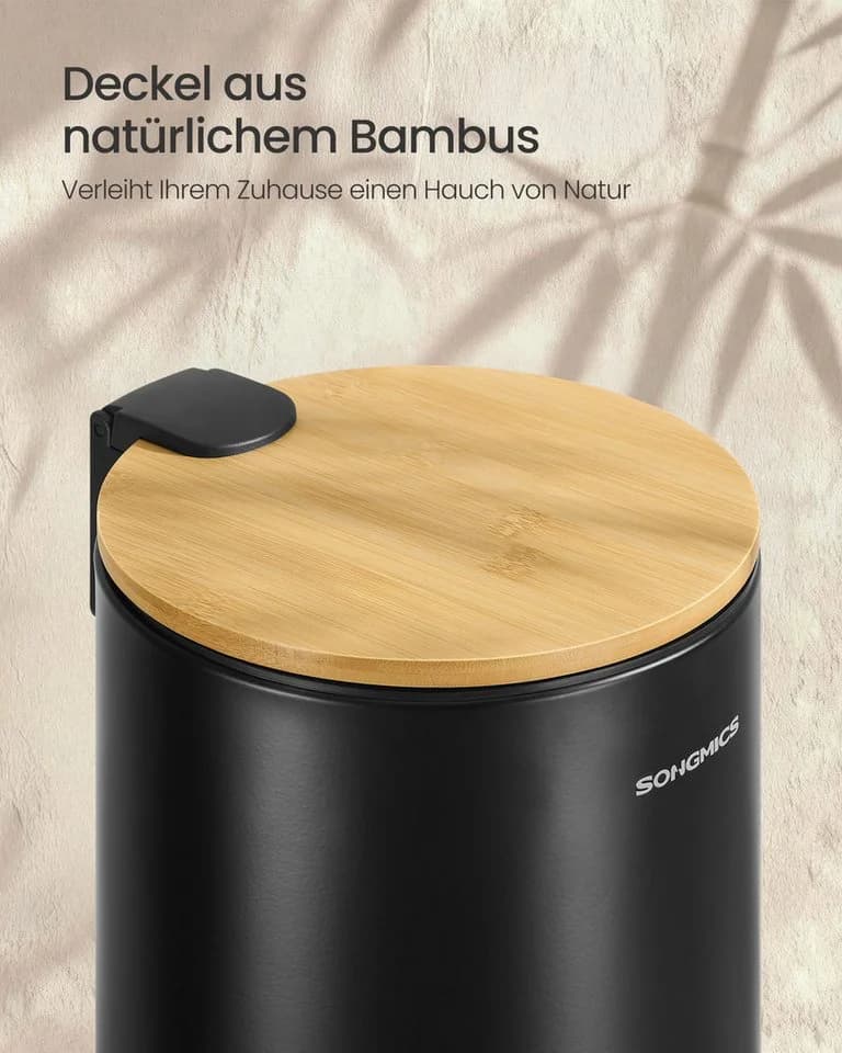 SONGMICS Kosmetikeimer Softclose-Deckel Bambus Stahl - Bild 5