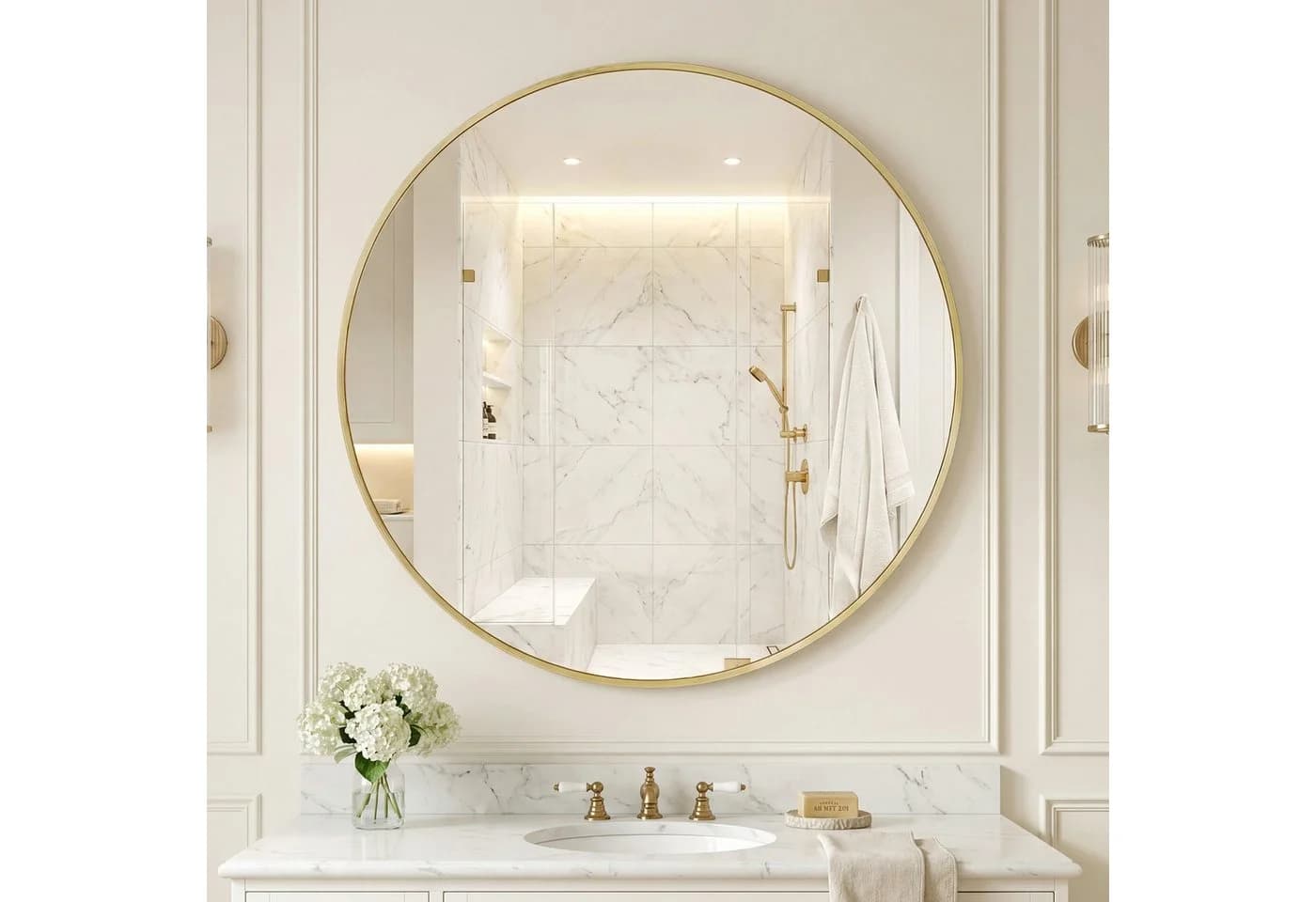 SONGMICS Wandspiegel rund in Gold mit Metallrahmen - Bild 3