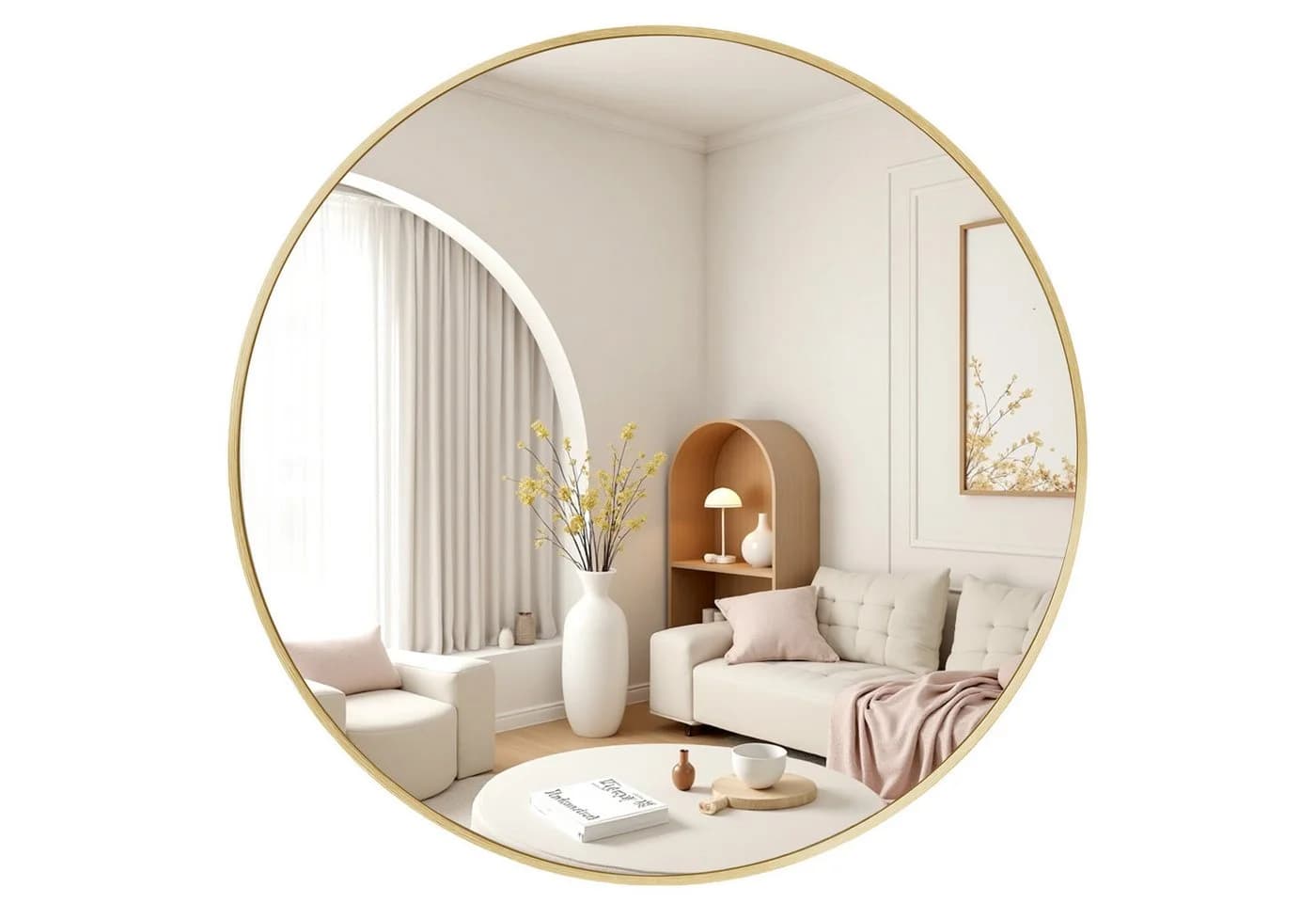 SONGMICS Wandspiegel rund in Gold mit Metallrahmen - Bild 4