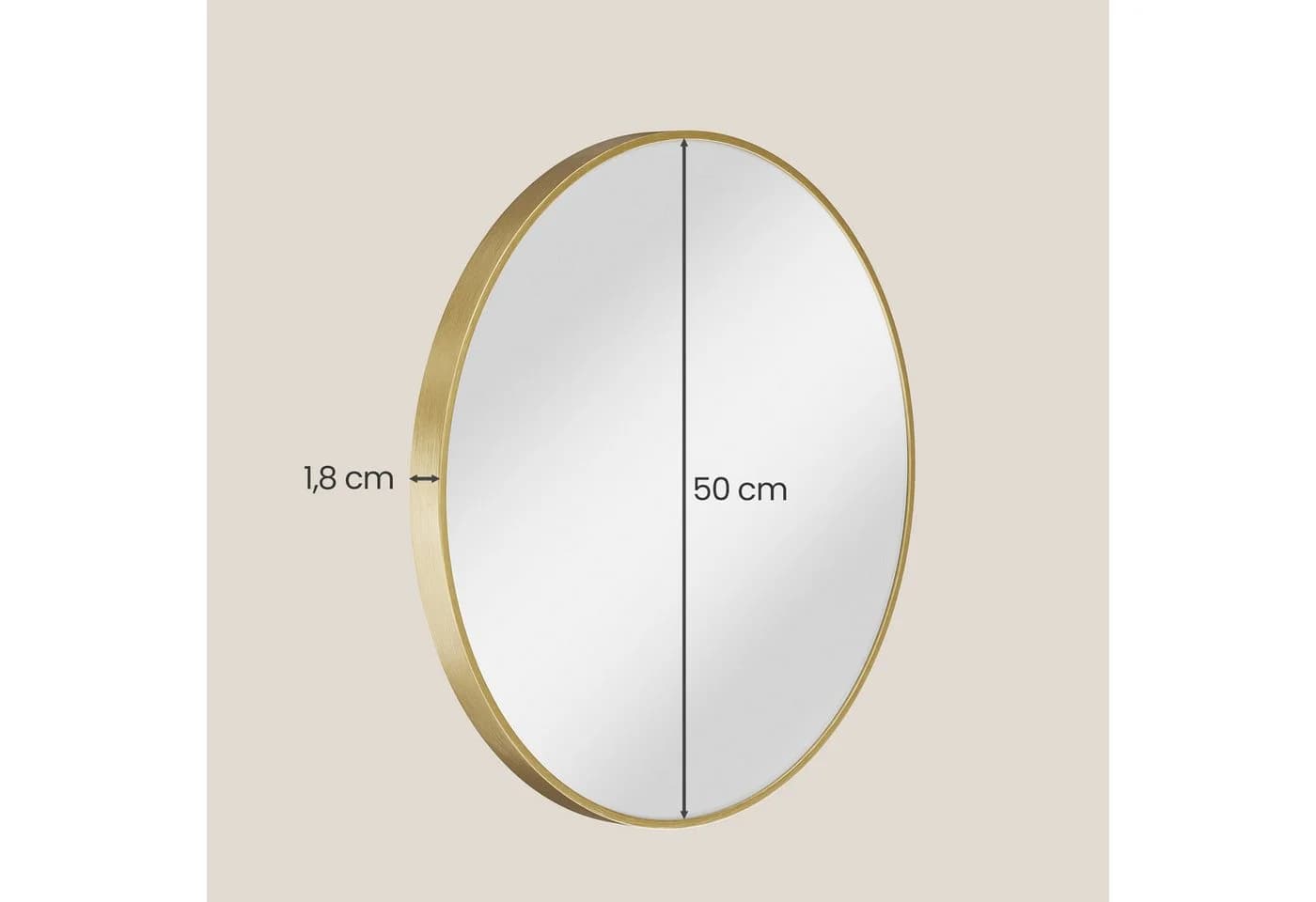 SONGMICS Wandspiegel rund in Gold mit Metallrahmen - Bild 5