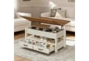 VASAGLE Couchtisch Lift-Top Braun-Weiß mit Schubladen Bild 2