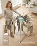 SONGMICS Wäscheständer klappbar drehbar 16 Arme Aluminium silbern Bild 4