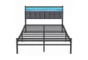 VASAGLE Metallbett 140x200 Schwarz mit LED & Steckdosen Bild 2