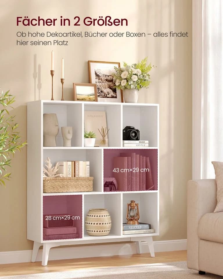 VASAGLE Bücherregal Standregal 8 Fächer Würfelregal Aufbewahrungsregal Weiß - Bild 3