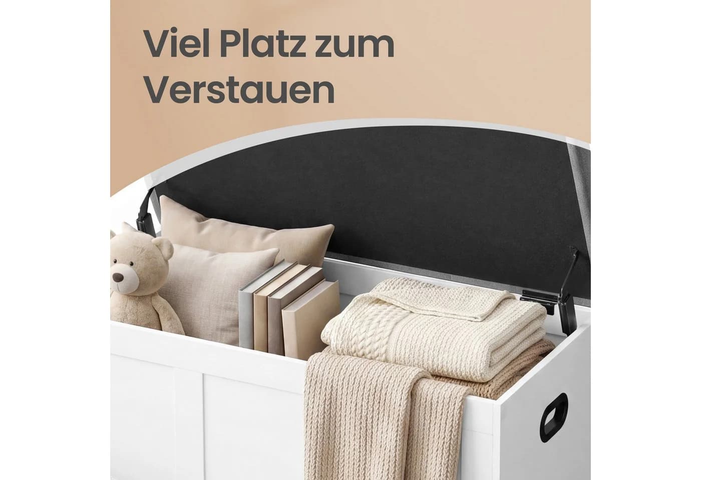 VASAGLE Sitzbank Truhe mit Deckel Weiß-Grau - Bild 5
