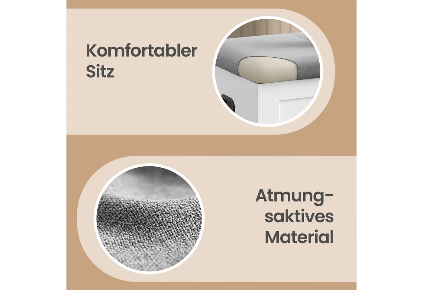 VASAGLE Schuhbank Truhe Weiß-Grau Landhausstil - Bild 5