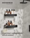 SONGMICS Duschablage Duschregal Schwarz Ohne Bohren Stahl 2er Set Bild 1