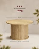 VASAGLE Couchtisch rund Holzoptik Tambour-Design Naturbraun Bild 1