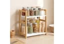 SONGMICS Gewürzregal 2 Ebenen Naturbeige-Schneeweiß Bambus MDF Bild 1
