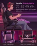 SONGMICS Gaming Stuhl mit Fußstütze & Lendenkissen, 135° Neigung, Schwarz/Grau Bild 5
