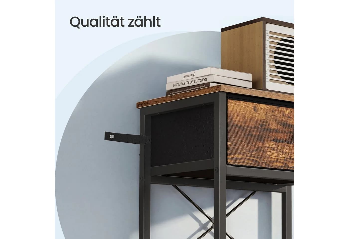SONGMICS Nachtschrank mit Stoffschublade und Ablage Braun - Bild 5