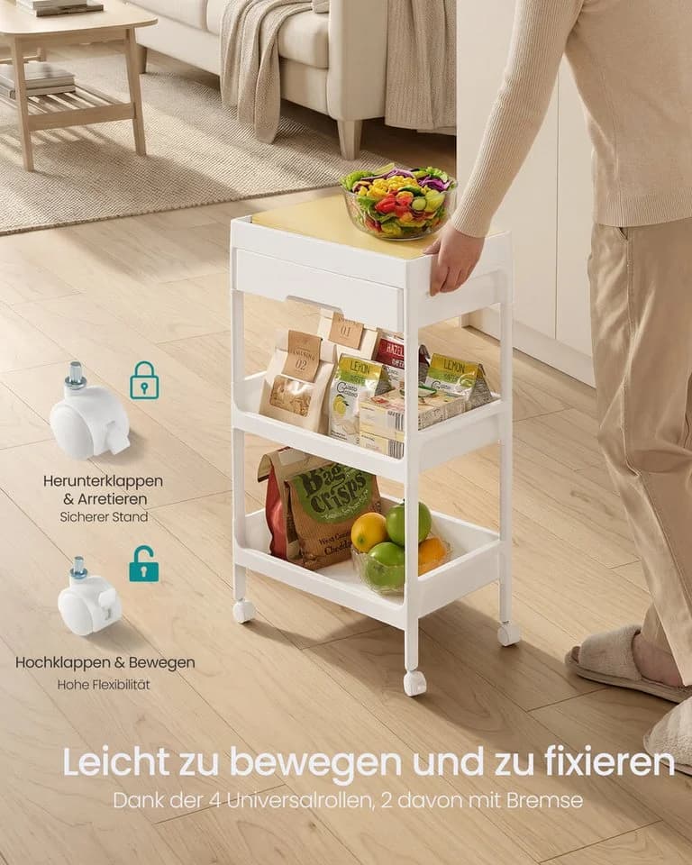 SONGMICS Beistellwagen 3 Ebenen Weiß Kunststoff - Bild 5