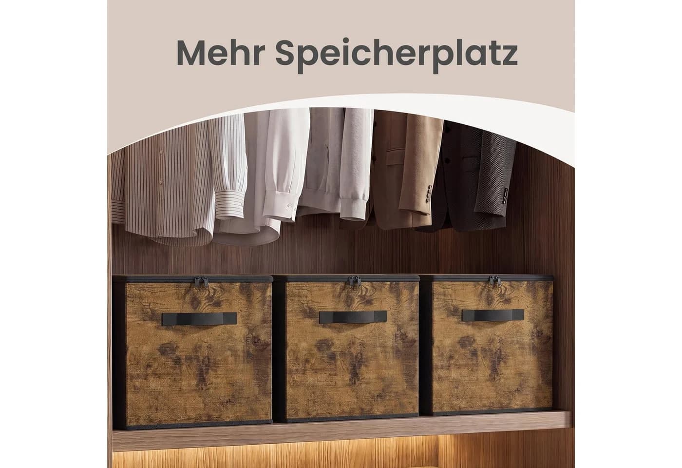 SONGMICS Aufbewahrungsbox 6er Set mit Griffen Braun Vliesstoff - Bild 4