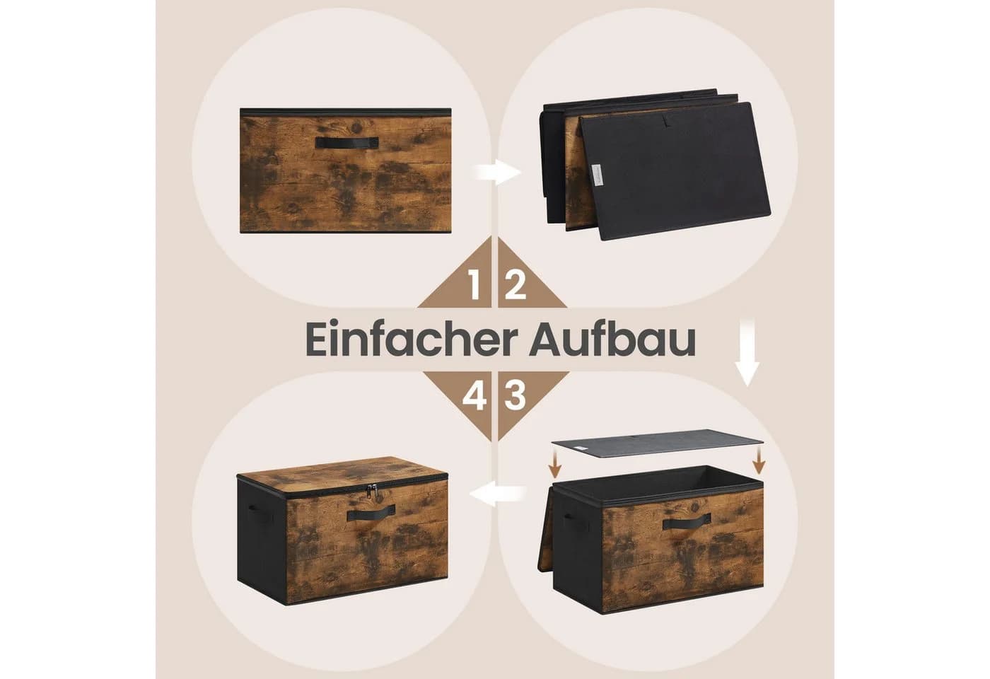 SONGMICS Aufbewahrungsbox 6er Set mit Griffen Braun Vliesstoff - Bild 5