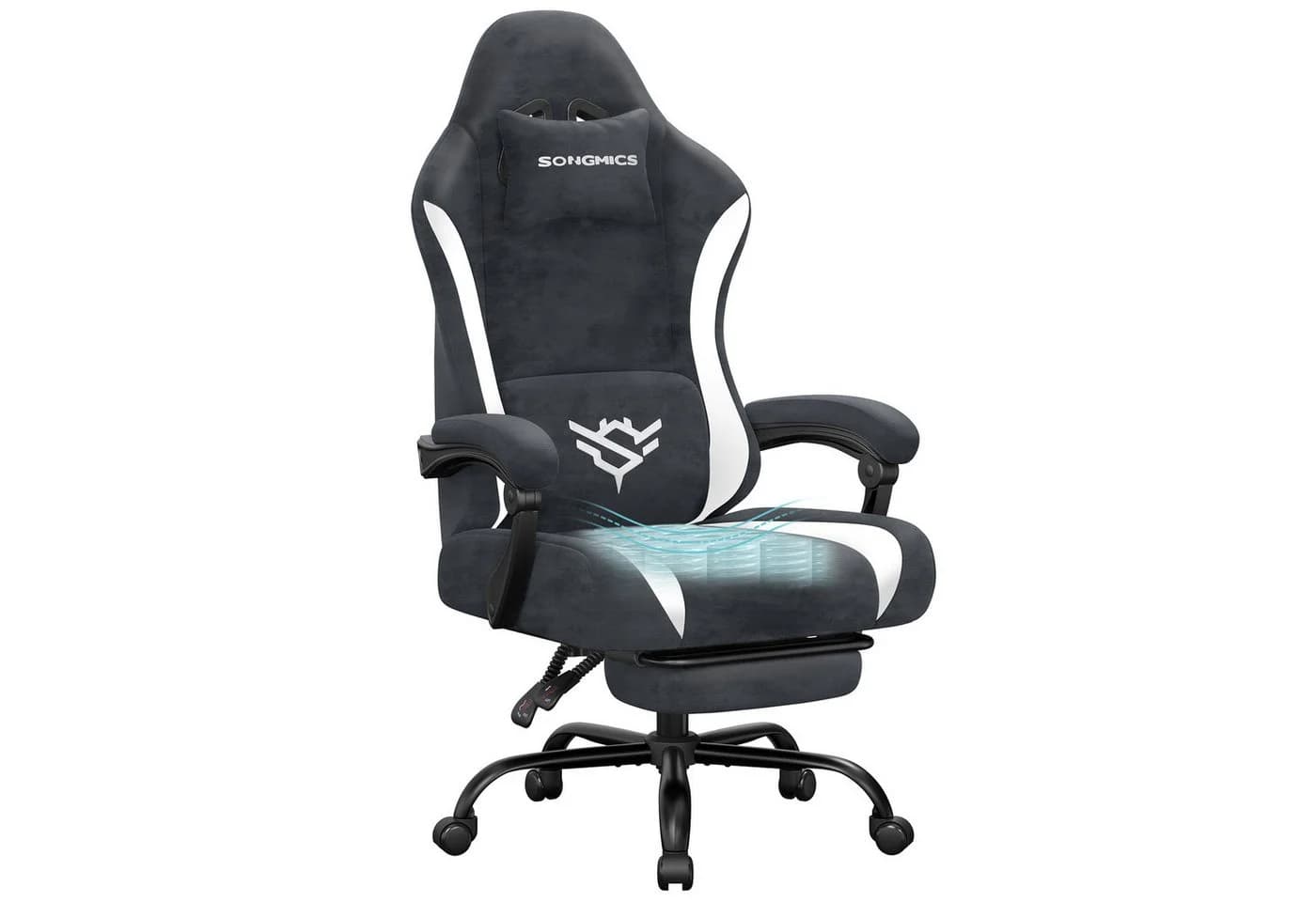 SONGMICS Gaming Stuhl Cathy mit Fußstütze und Lendenkissen - Bild 2