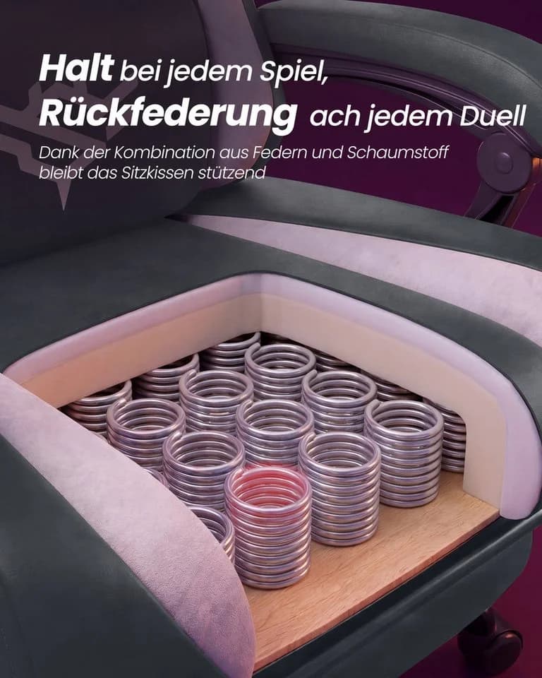 SONGMICS Gaming Stuhl Cathy mit Fußstütze und Lendenkissen - Bild 4