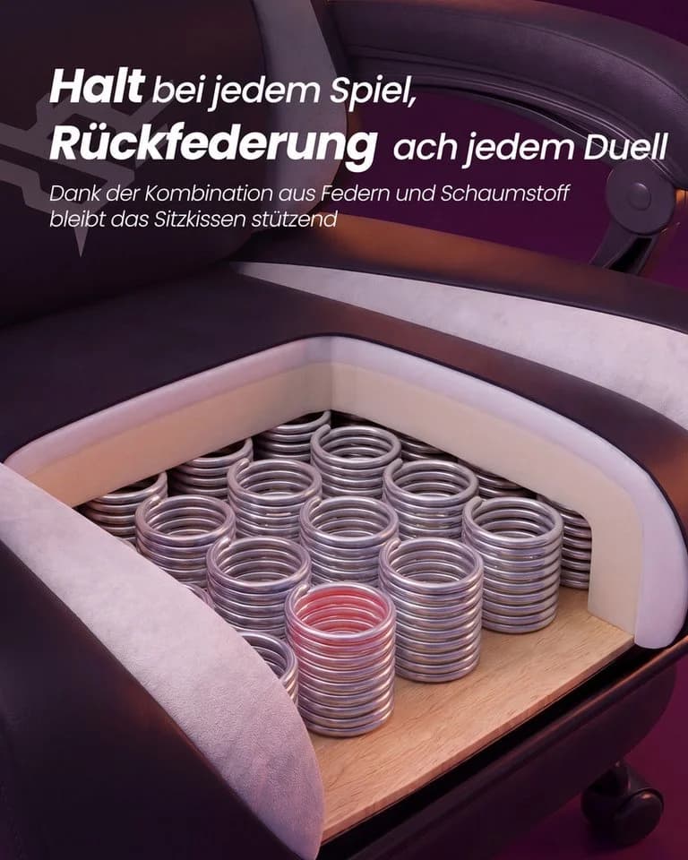 SONGMICS Gaming Stuhl Schwarz mit Fußstütze und Lendenkissen - Bild 4