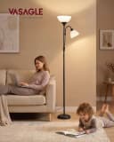 VASAGLE Stehlampe Deckenfluter mit Leselampe Mattschwarz Bild 1