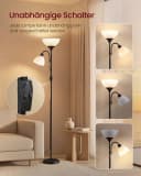 VASAGLE Stehlampe Deckenfluter mit Leselampe Mattschwarz Bild 3