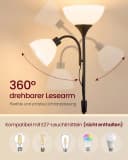 VASAGLE Stehlampe Deckenfluter mit Leselampe Mattschwarz Bild 4