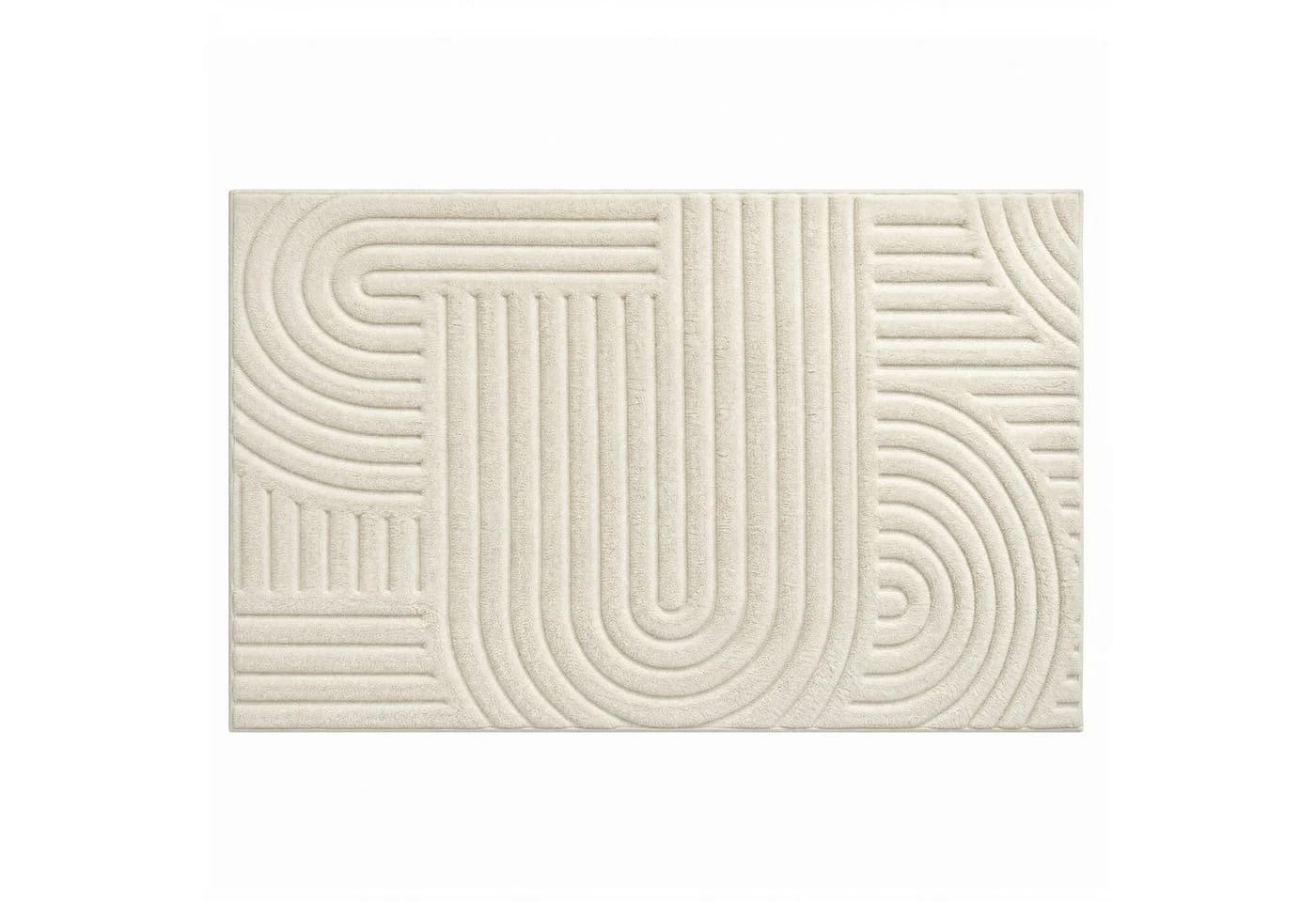 SONGMICS Teppich 3D Hoch-Tief-Flor Geometrisches Muster Cremeweiß - Bild 2