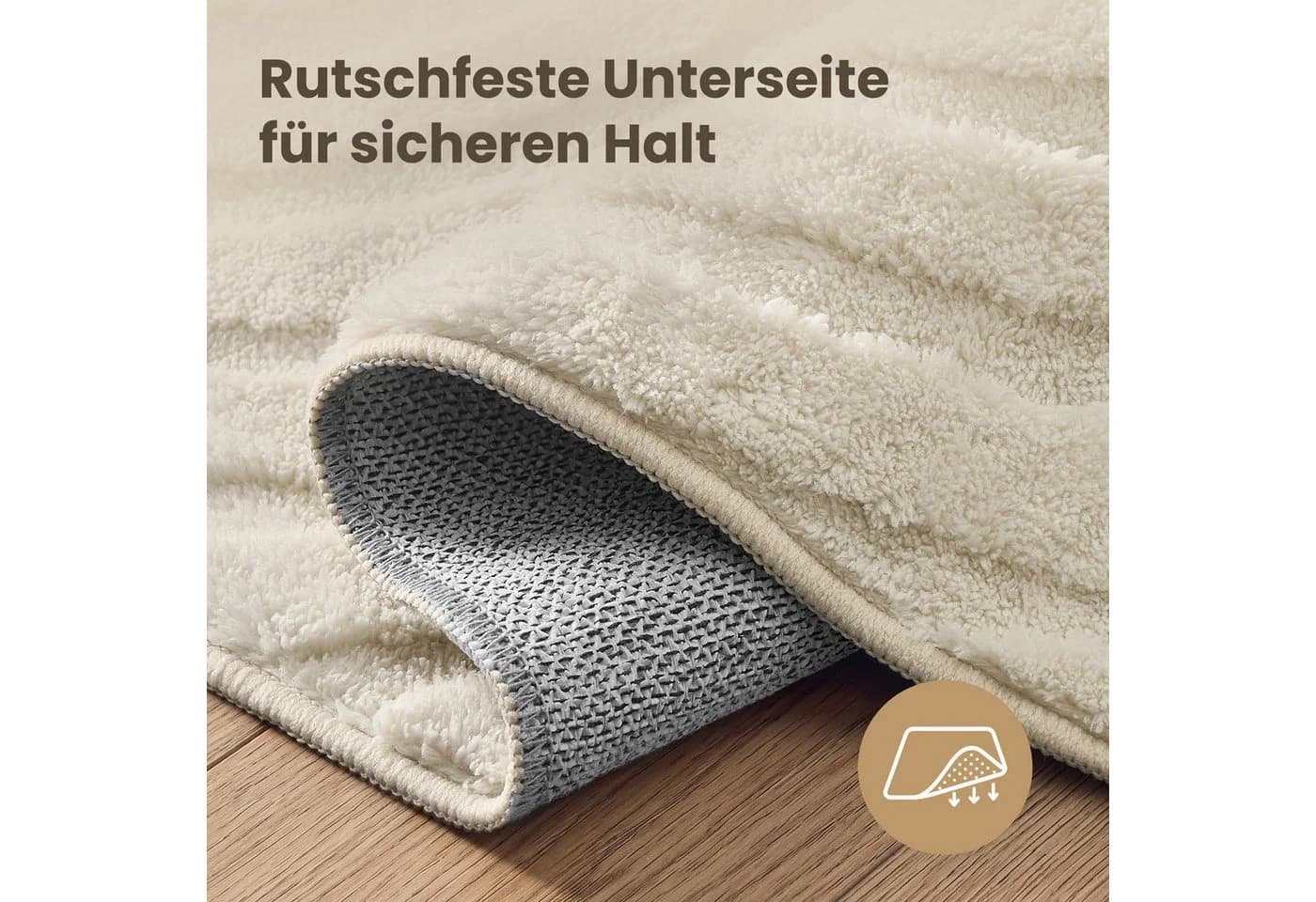 SONGMICS Teppich 3D Hoch-Tief-Flor Geometrisches Muster Cremeweiß - Bild 5
