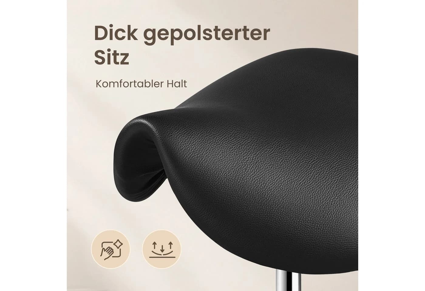 SONGMICS Sattelhocker Arbeitshocker Schwarz Höhenverstellbar - Bild 5