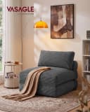 VASAGLE Schlafsessel Cord grau mit Kissen Bild 1