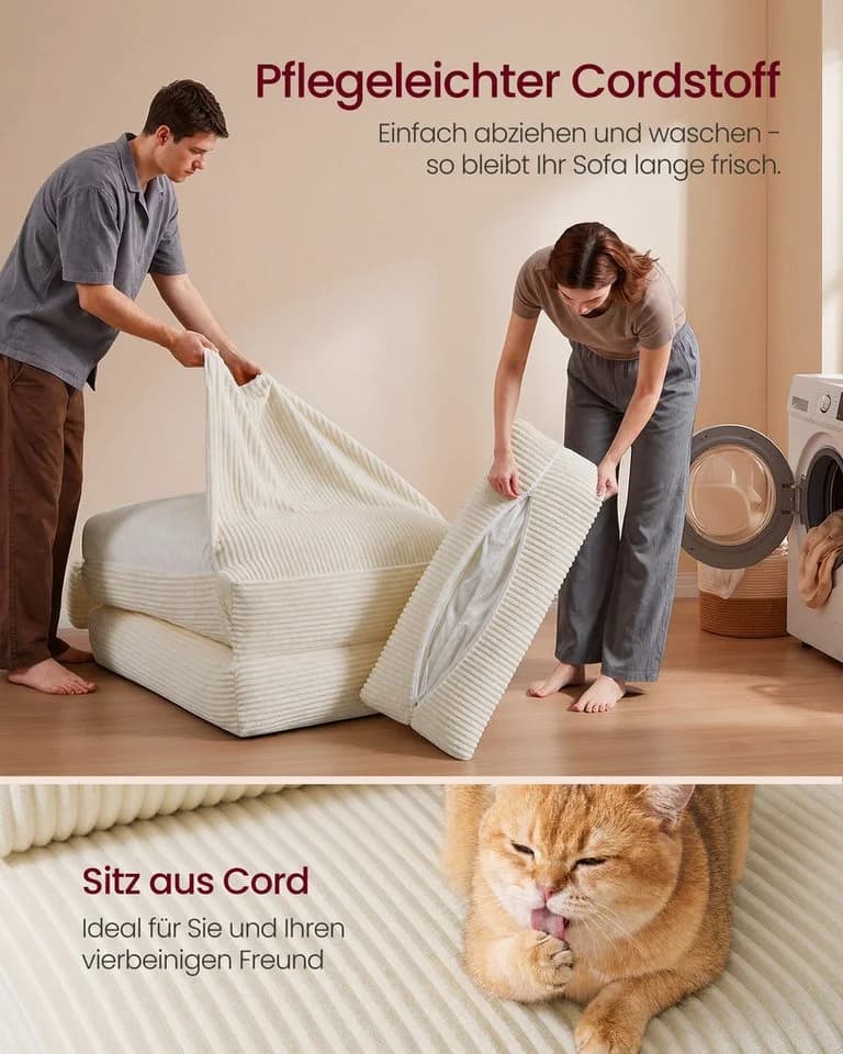 VASAGLE Schlafsessel Cord grau mit Kissen - Bild 4