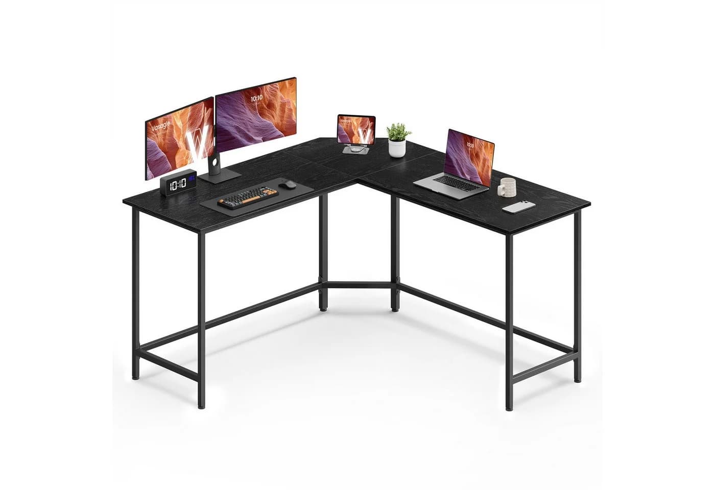 VASAGLE L-förmiger Computertisch Schwarz
