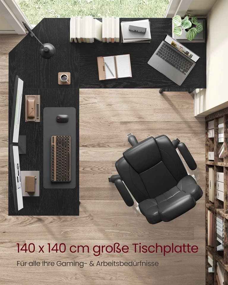 VASAGLE L-förmiger Computertisch Schwarz - Bild 4